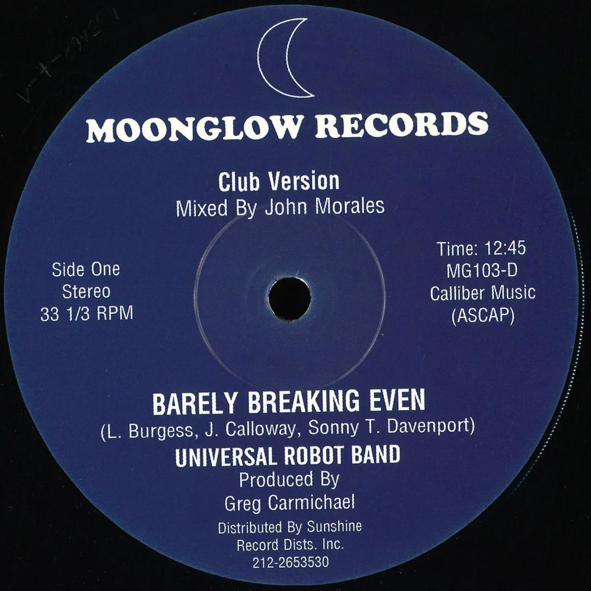 Лицевая сторона обложки — Universal Robot Band / John Morales — Barely Breaking Even