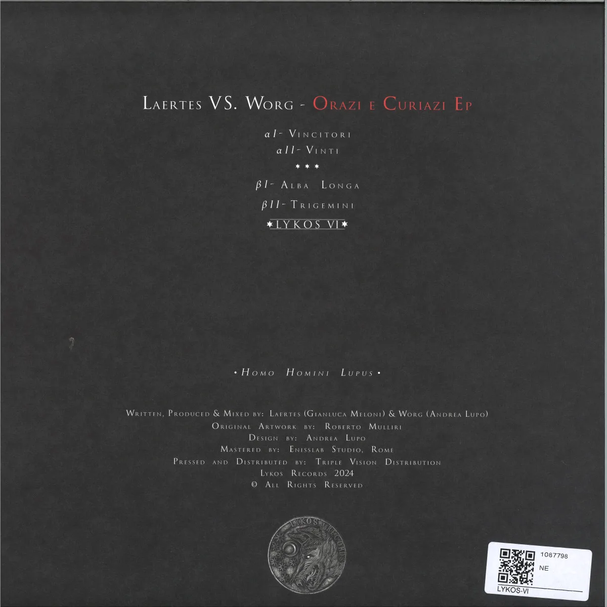 Обратная сторона обложки — Laertesvs.Worg — Orazi e Curiazi EP