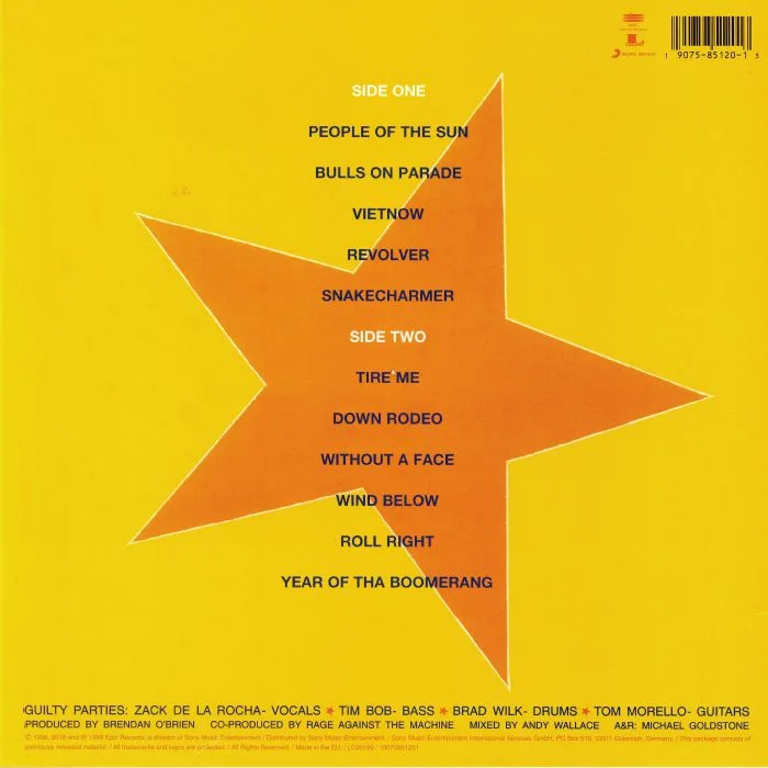 Back cover — RAGE AGAINST THE MACHINE — Evil Empire (reissue)
