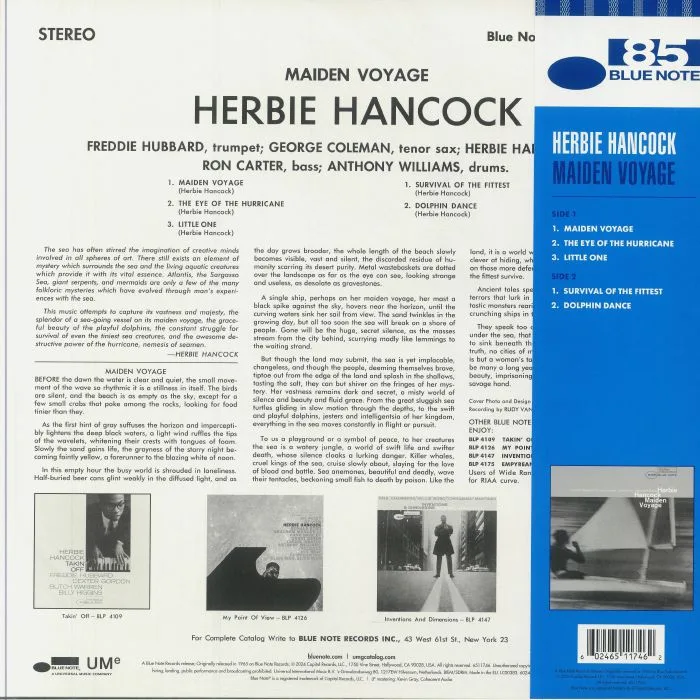 Обратная сторона обложки — Herbie HANCOCK — Maiden Voyage