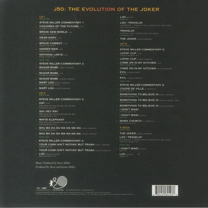 Обратная сторона обложки — STEVE MILLER BAND — J50: The Evolution Of The Joker (Super Deluxe Edition)