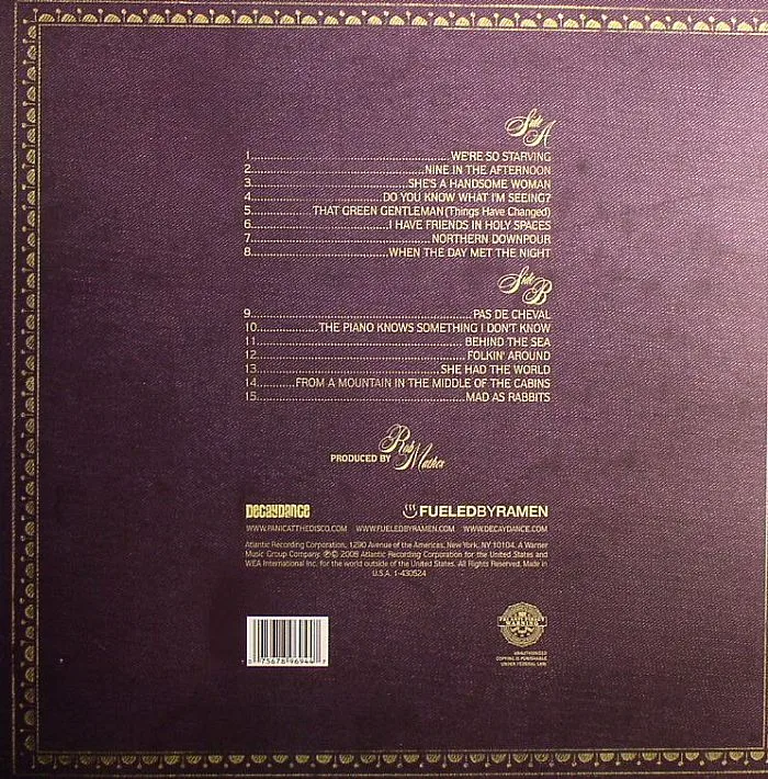 Back cover — PANIC AT THE DISCO — Pretty Odd