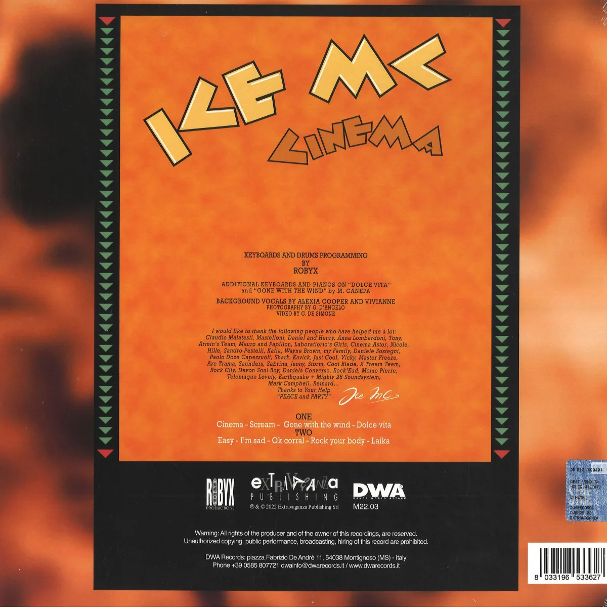 Обратная сторона обложки — Ice Mc — CINEMA LP