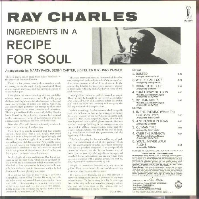 Back cover — Ray CHARLES — Ingredients In A Recipe For Soul (reissue)