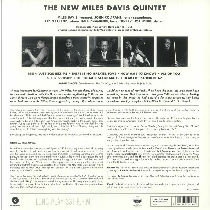 Back cover — Miles DAVIS — The New Miles Davis Quintet