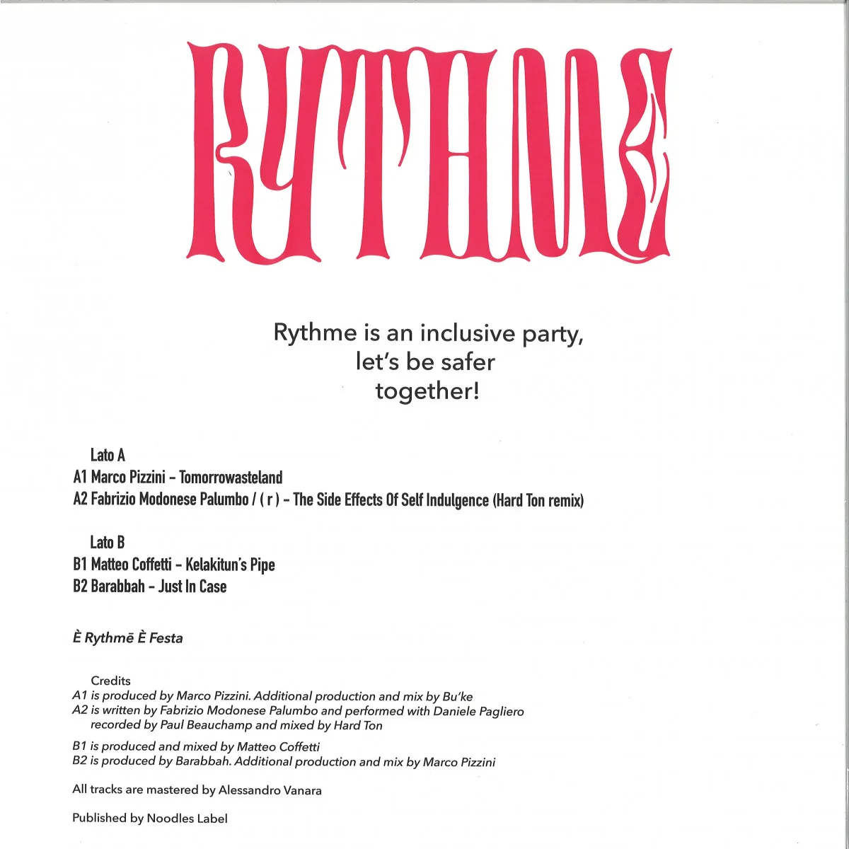 Обратная сторона обложки — Various — È FESTA, È RYTHMĒ EP