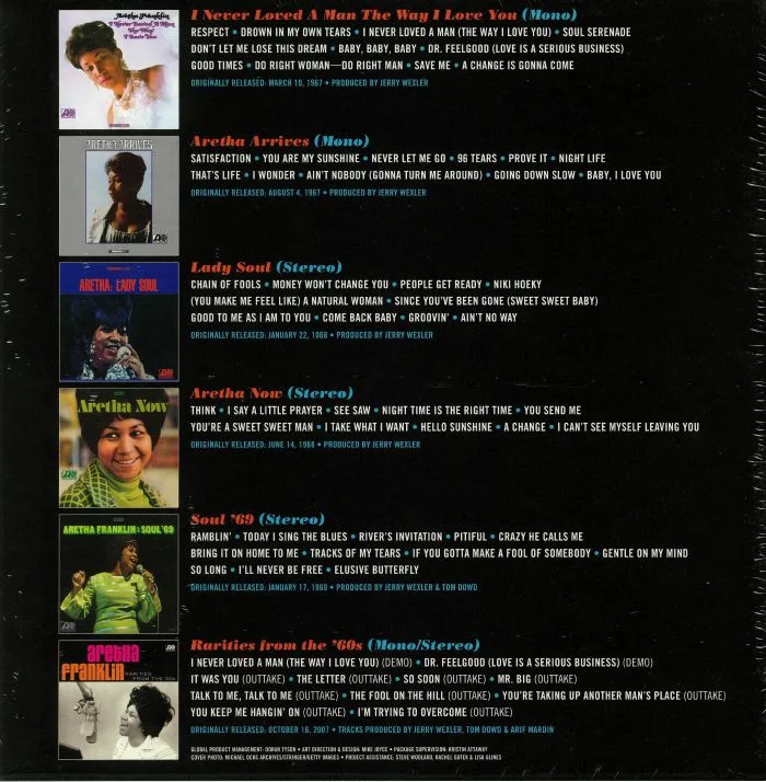 Back cover — Aretha FRANKLIN — Atlantic Records 1960s Collection