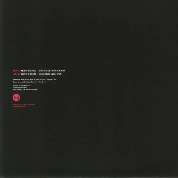 Обратная сторона обложки — HARKS & MUDD — Susta: The Ron Trent Mixes