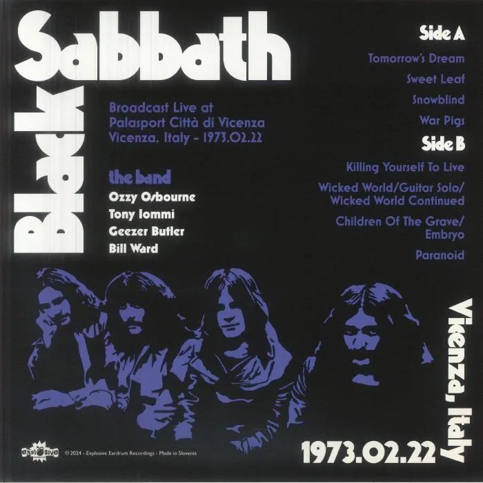 Обратная сторона обложки — BLACK SABBATH — Vicenza Italy 1973 / 02 / 22: FM Broadcast