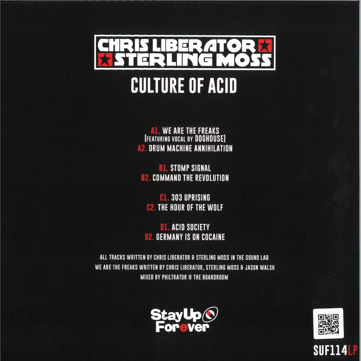 Обратная сторона обложки — Chris Liberator & Sterling Moss — Culture Of Acid 2x12"