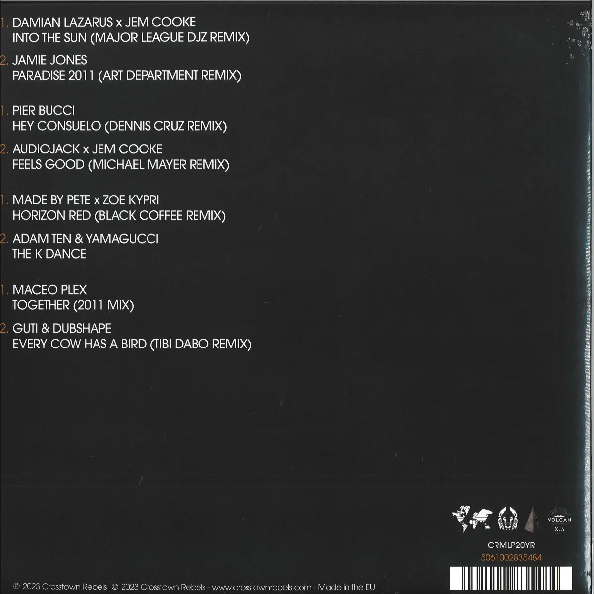 Back cover — Various — CR20 The Album: Unreleased Gems and Remixes 2x12"