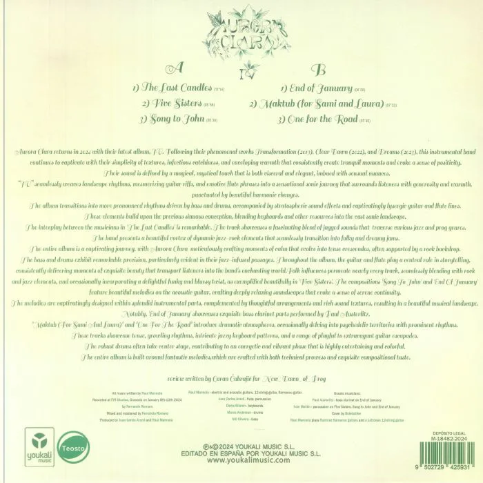 Back cover — AURORA CLARA — IV
