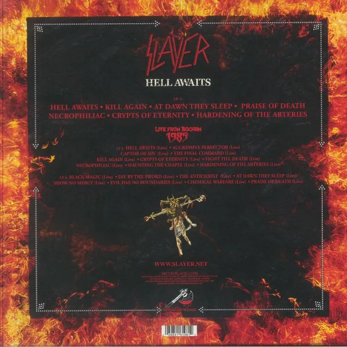 Back cover — SLAYER — Hell Awaits (40th Anniversary Special Edition)