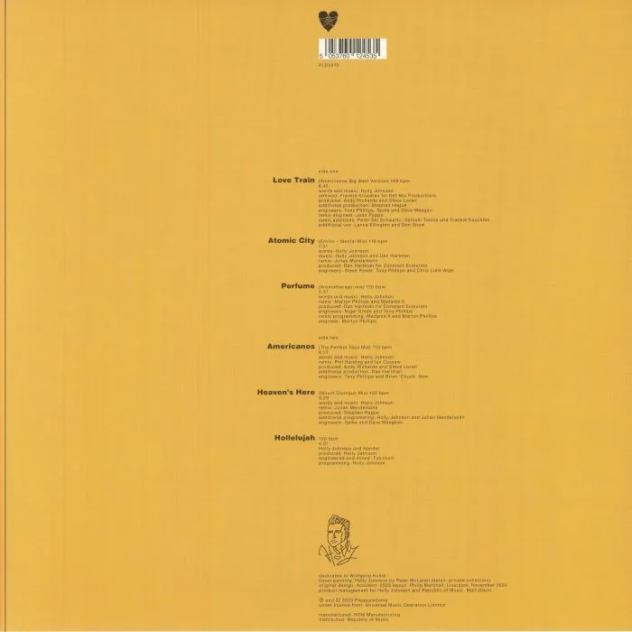 Back cover — Holly JOHNSON — Hollelujah: The Remix Album (Record Store Day RSD 2025)