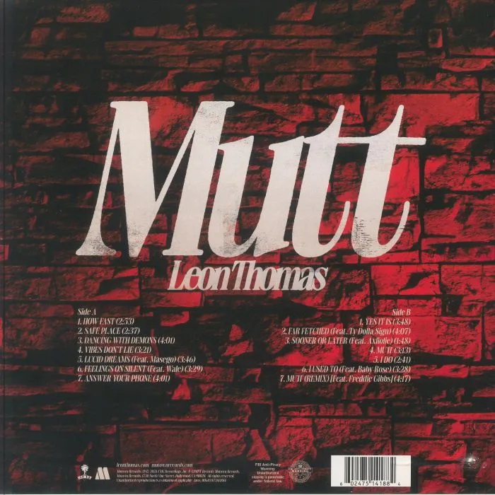 Обратная сторона обложки — Leon THOMAS — Mutt