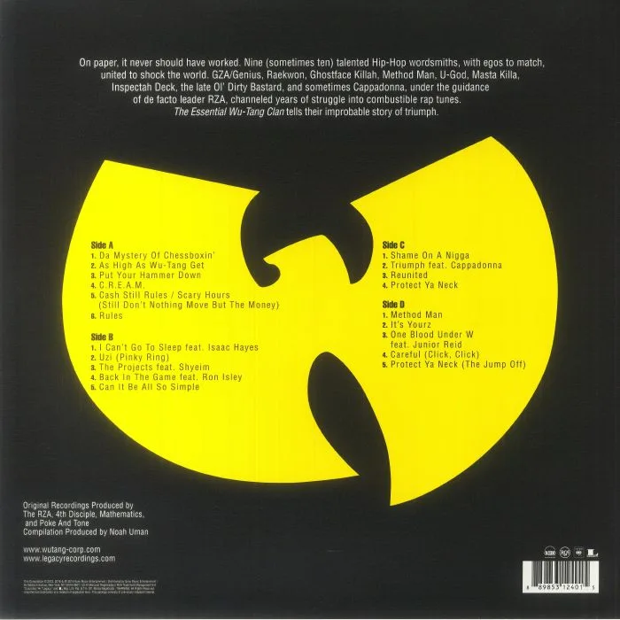 Обратная сторона обложки — WU TANG CLAN — The Essential Wu Tang Clan