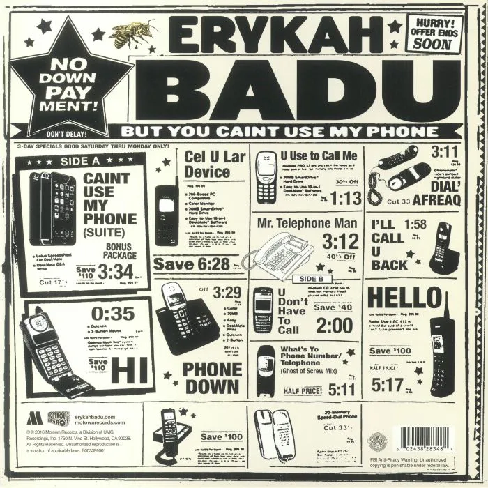 Back cover — Erykah BADU — But You Caint Use My Phone