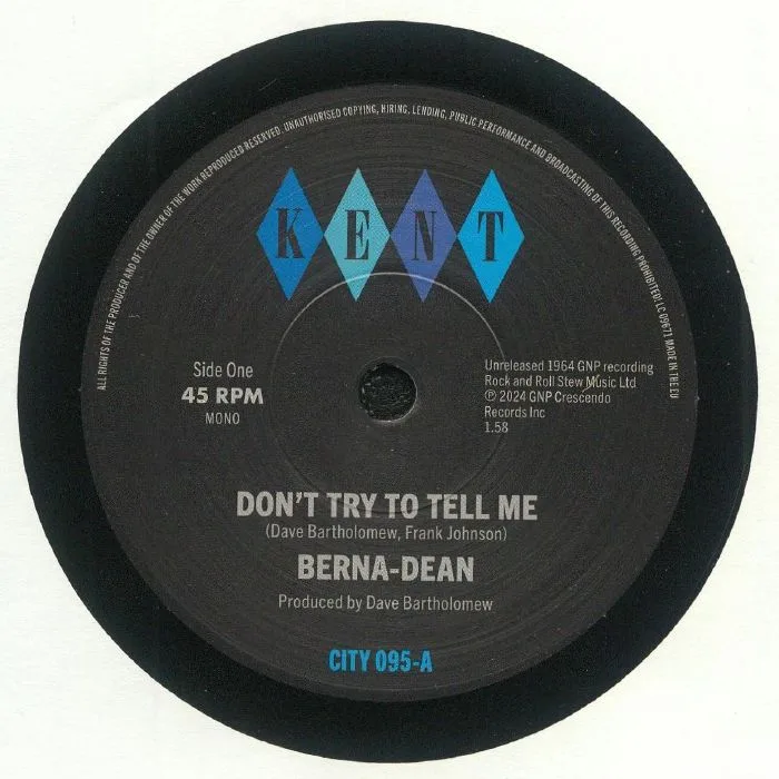 Front cover — BERNA DEAN — Don't Try To Tell Me