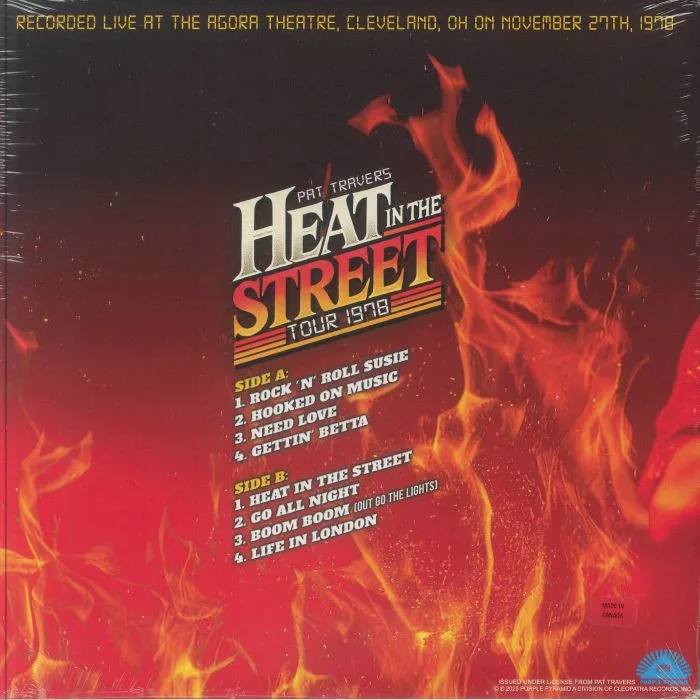 Обратная сторона обложки — Pat TRAVERS — Heat In The Street Tour 1978