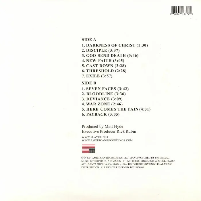 Back cover — SLAYER — God Hates Us All