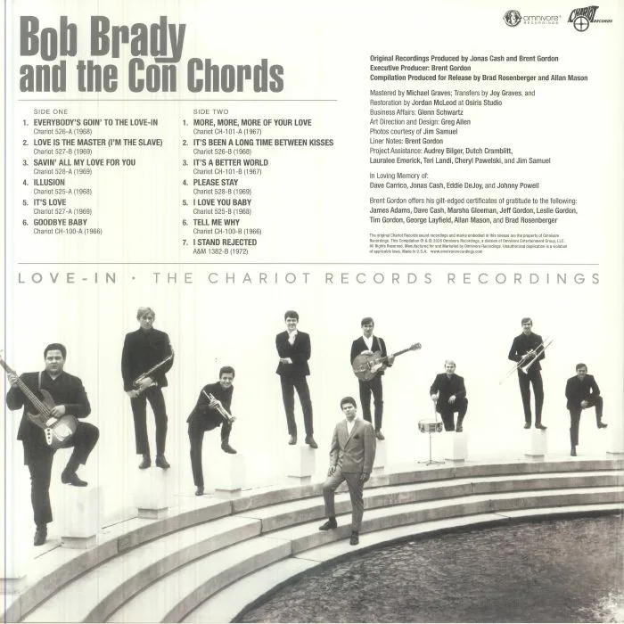 Обратная сторона обложки — Bob BRADY & THE CON CHORDS — Love In: The Chariot Records Recordings (Record Store Day RSD 2026)