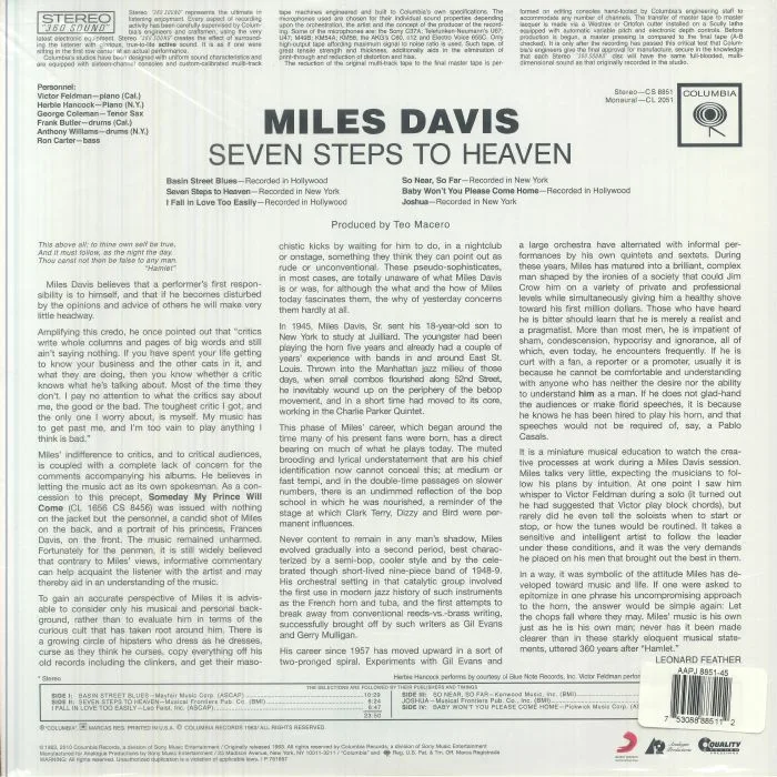 Back cover — Miles DAVIS — Seven Steps To Heaven