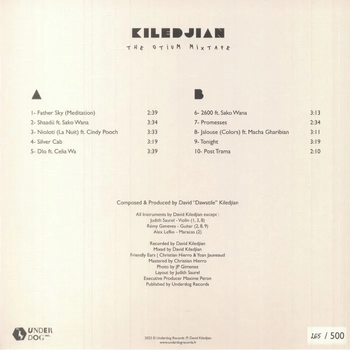 Обратная сторона обложки — KILEDJIAN — The Otium Mixtape