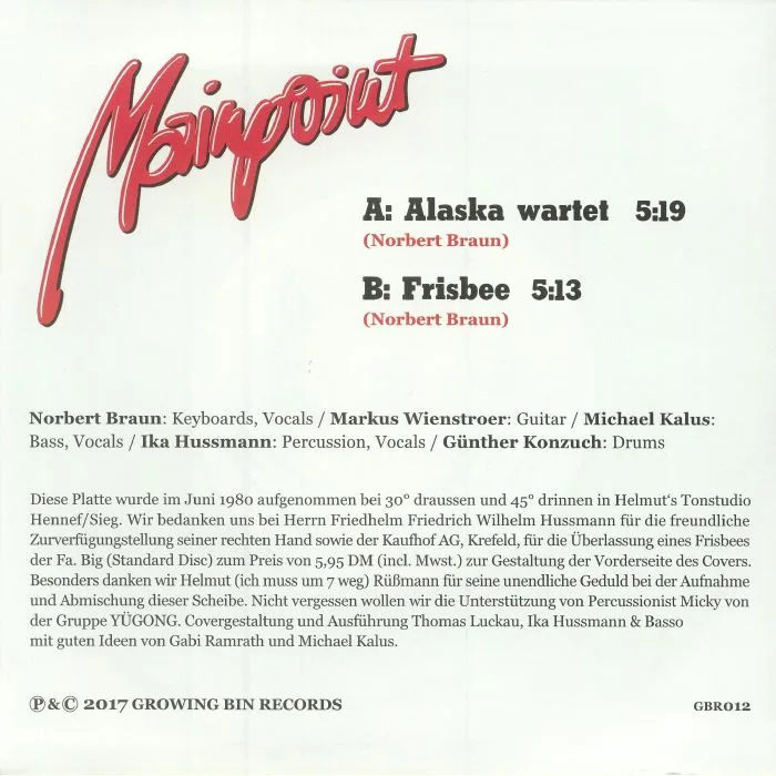 Обратная сторона обложки — MAINPOINT — Alaska Wartet