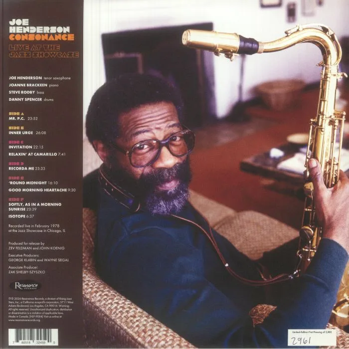 Обратная сторона обложки — Joe HENDERSON — Consonance: Live At The Jazz Showcase (Record Store Day RSD 2026)