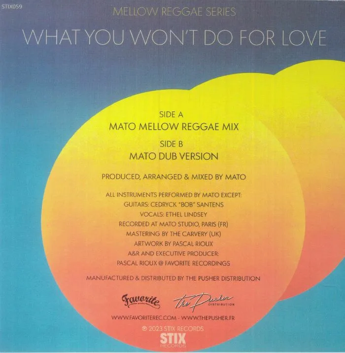 Back cover — MATO feat ETHEL LINDSEY — What You Won't Do For Love