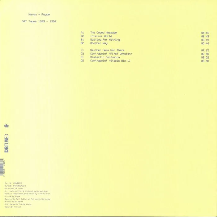 Обратная сторона обложки — NURON / FUGUE — DAT Tapes 1993-1994