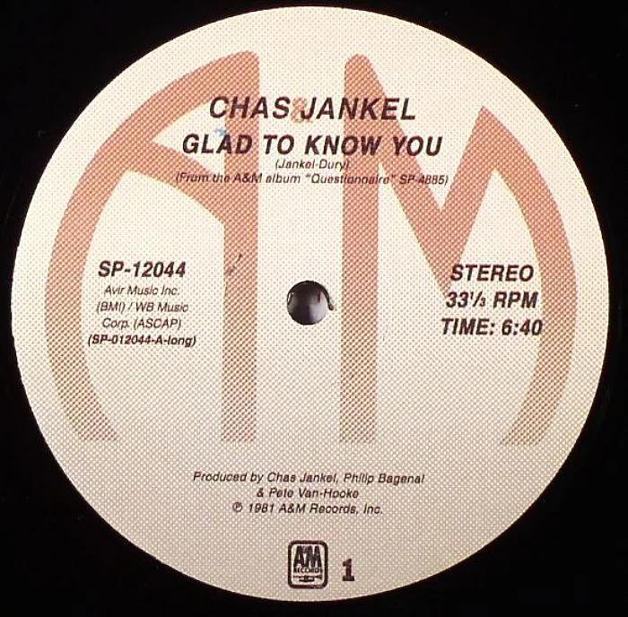Chas JANKEL — Glad To Know You