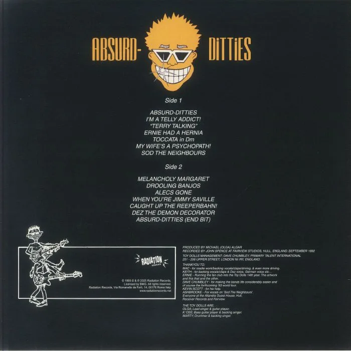 Back cover — TOY DOLLS — Absurd Ditties (reissue)