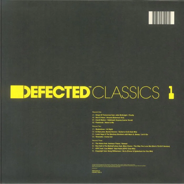 Обратная сторона обложки — VARIOUS — Defected Classics Vol 1