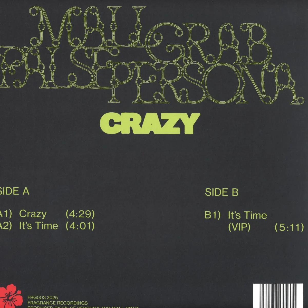 Back cover — Mall Grab, False Persona — Crazy LP