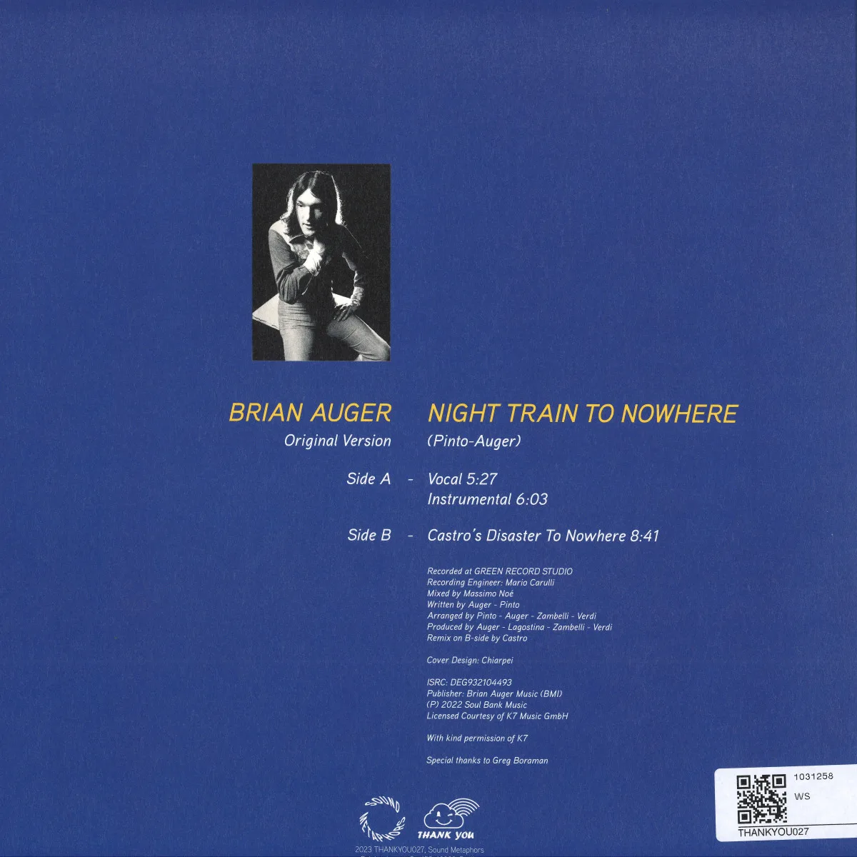 Обратная сторона обложки — Brian Auger — Night Train To Nowhere