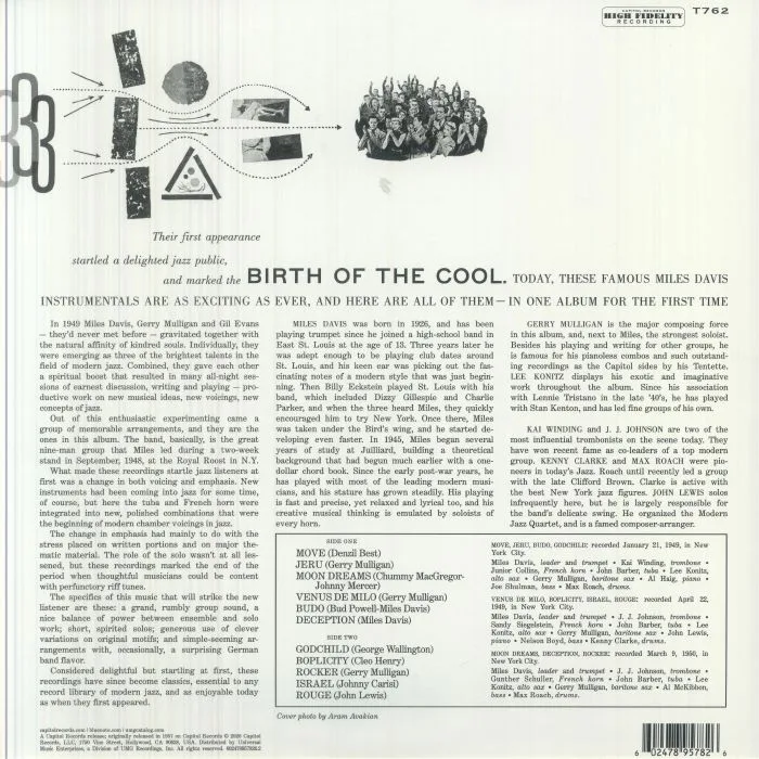 Обратная сторона обложки — Miles DAVIS — Birth Of The Cool (Blue Note Tone Poet Series)