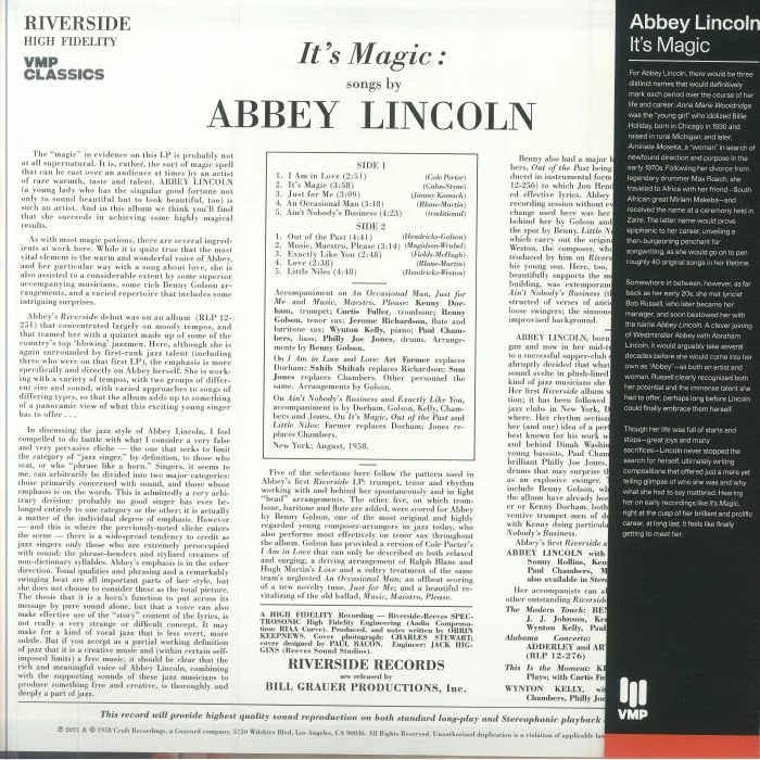 Обратная сторона обложки — Abbey LINCOLN — It's Magic (reissue)