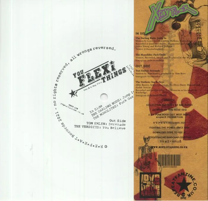 Обратная сторона обложки — The DARLING BUDS / THE MONOLITHS / TOM EMLYN / THE VERDICTS — You Flexi Things Vol 8 (Record Store Day RSD 2021)