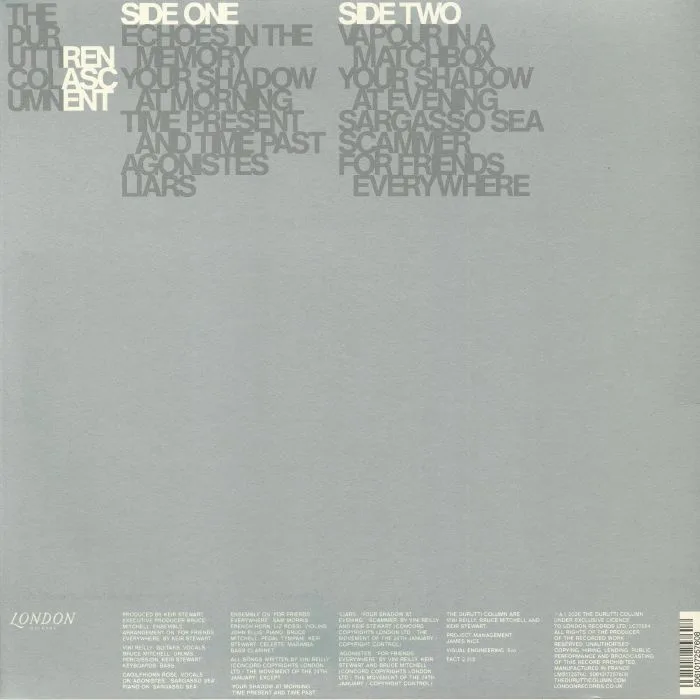 Обратная сторона обложки — The DURUTTI COLUMN — Renascent (Deluxe Edition)