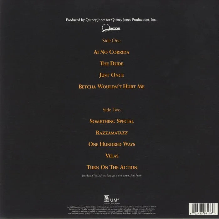 Обратная сторона обложки — Quincy JONES — The Dude (40th Anniversary Edition) (remastered)