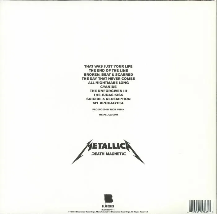 Back cover — METALLICA — Death Magnetic (reissue)