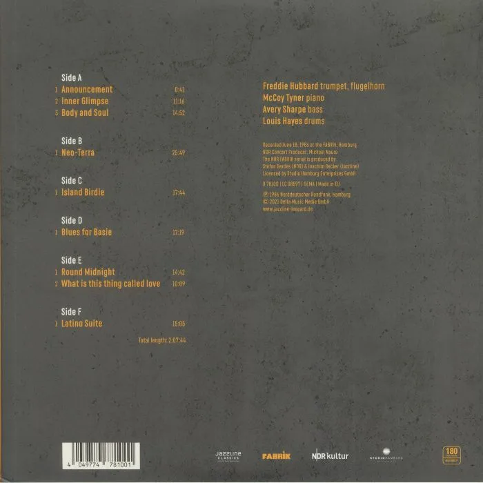Обратная сторона обложки — McCoy TYNER / FREDDIE HUBBARD QUARTET — Live At Fabrik Hamburg 1986