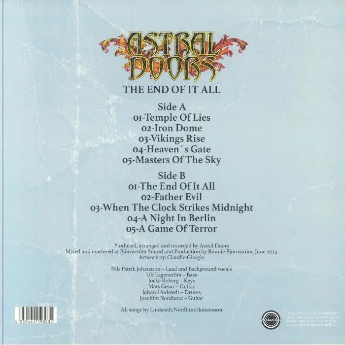 Back cover — ASTRAL DOORS — The End Of It All
