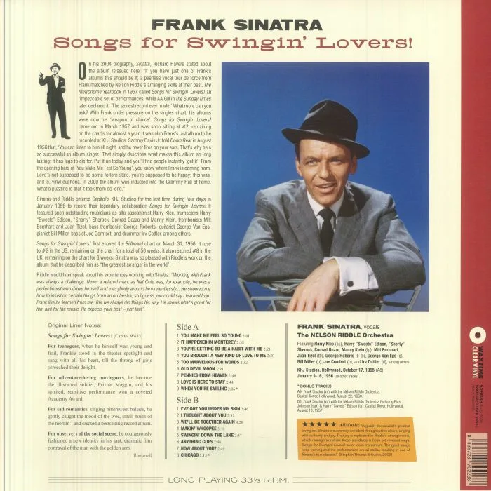 Обратная сторона обложки — Frank SINATRA — Songs For Swingin' Lovers!