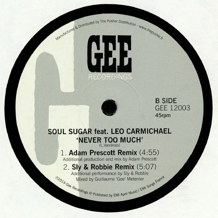 Обратная сторона обложки — SOUL SUGAR feat LEONARDO CARMICHAEL — Never Too Much