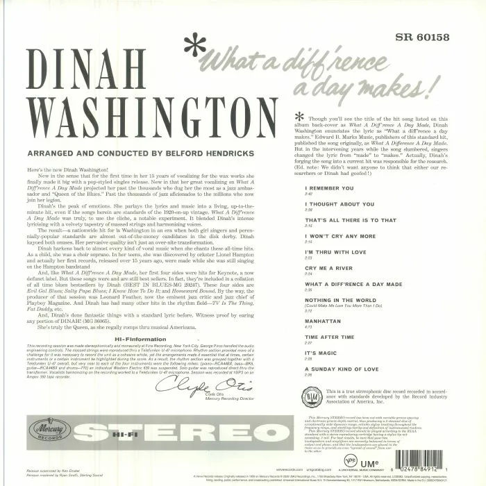 Back cover — Dinah WASHINGTON — What A Diff'rence A Day Makes!