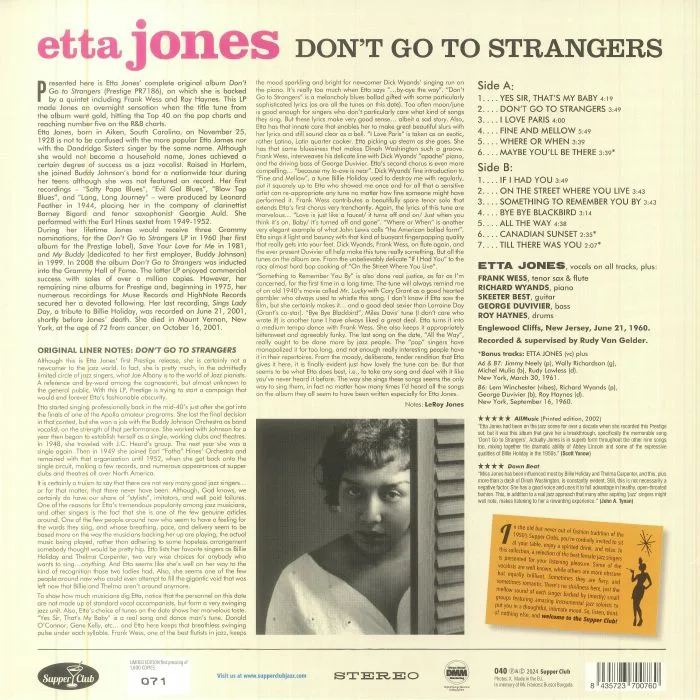 Обратная сторона обложки — Etta JONES — Don't Go To Strangers (reissue)
