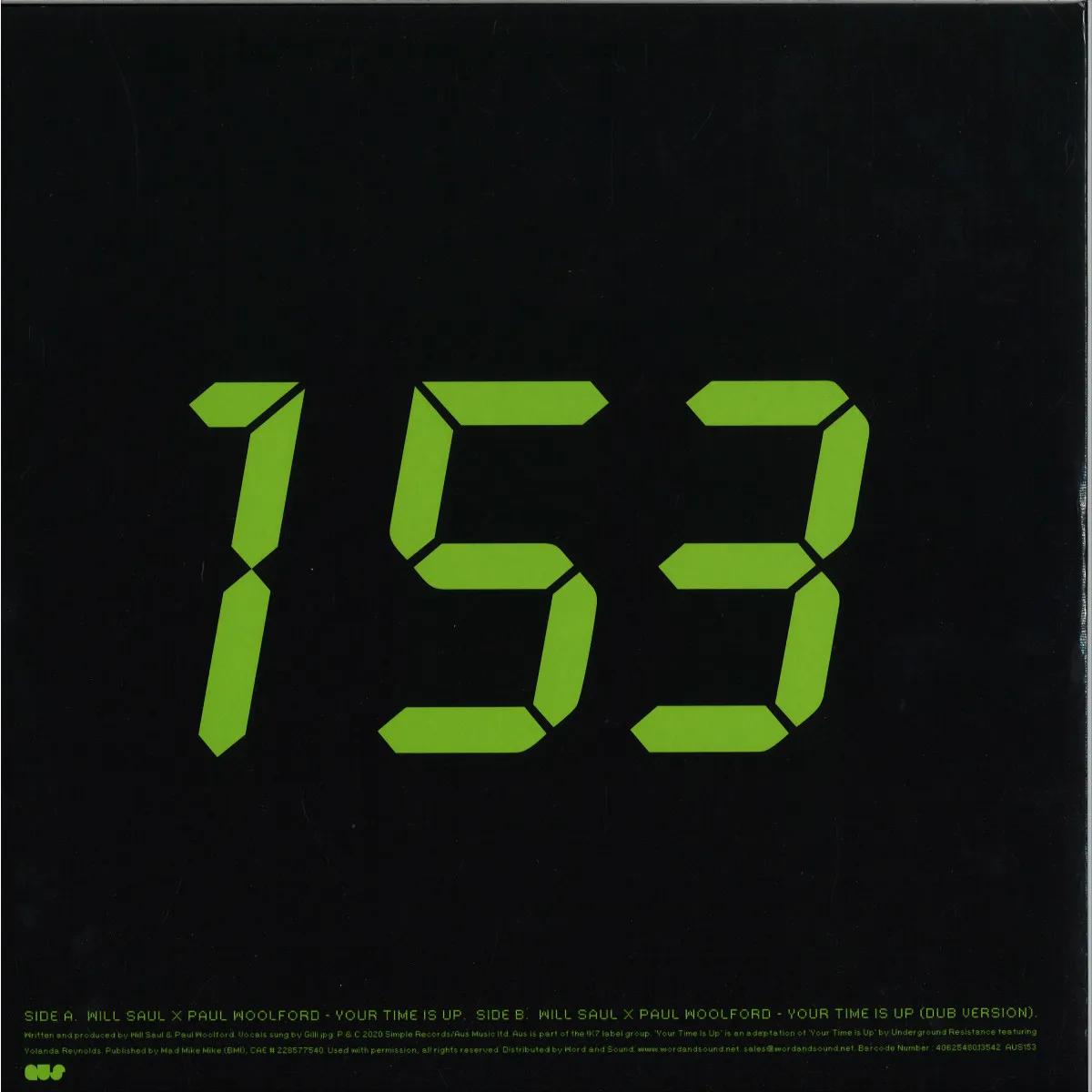 Back cover — Will Saul X Paul Woolford — Your Time Is Up