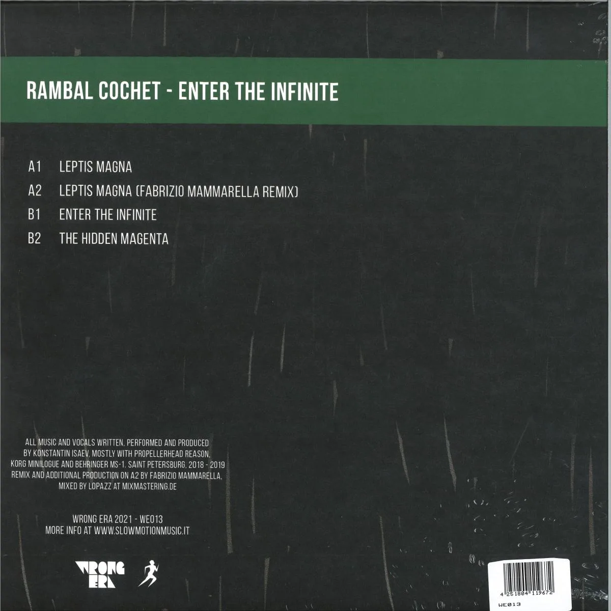 Обратная сторона обложки — Rambal Cochet — ENTER THE INFINITE EP